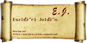 Eszlári Jolán névjegykártya